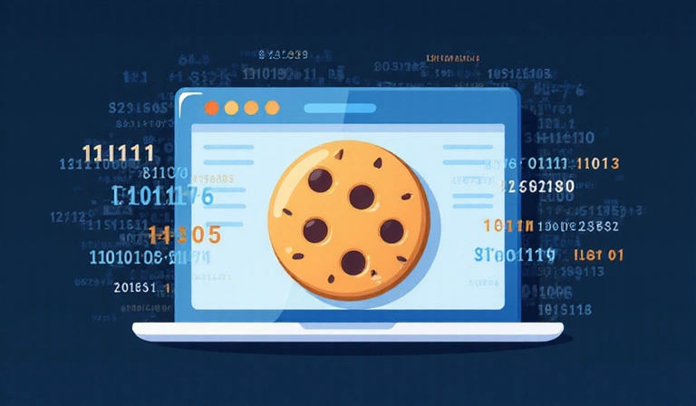 Ilustración de una galleta digital representando una cookie en un navegador web