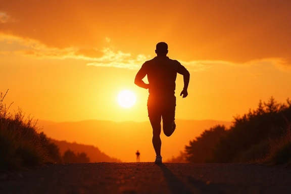 Hombre corriendo al amanecer, simbolizando energía y resistencia
