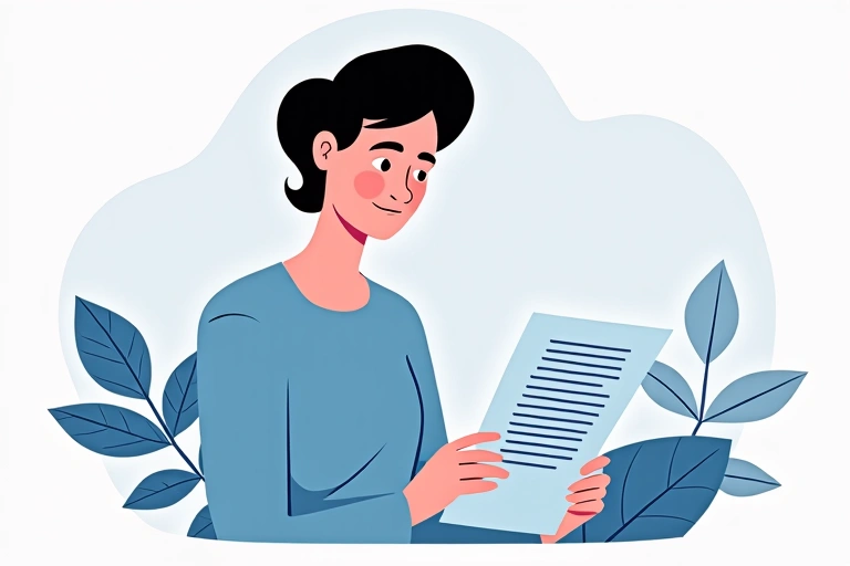 Ilustración de una persona leyendo un documento legal, simbolizando la política de privacidad y la protección de datos.